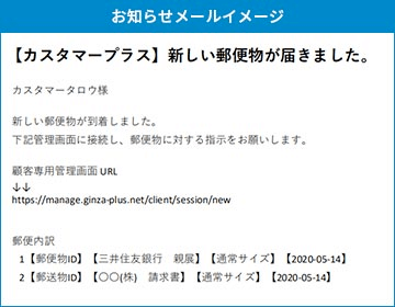 到着した郵送物は、メールで確認できます