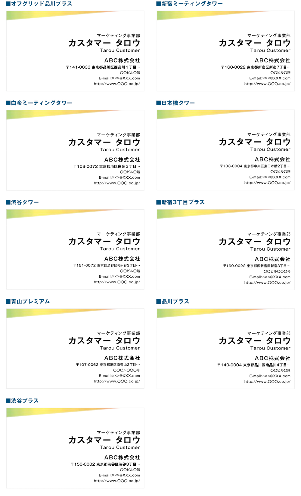 名刺記載イメージ図